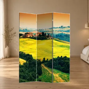 Pantalla Plegable de Lona de Doble Cara con Diseño de Amanecer sobre las Colinas de Toscana - Product Image 2