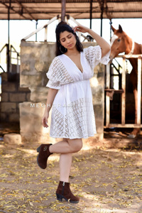 Moda bohemia, ropa de verano, blusa de mujer con bordado schiffli - Product Image 6