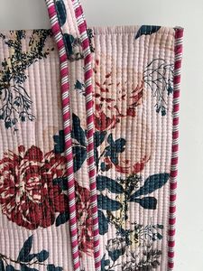 Sac fourre-tout élégant en toile de pêche pour femme avec imprimé floral, fermeture éclair, léger, écologique et réutilisable pour la plage et les voyages - Product Image 2