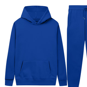 Ensemble de survêtement bleu roi avec sweat à capuche et pantalon de jogging pour hommes et femmes, vêtements de sport décontractés d'hiver, vente en gros, usine OEM, logo personnalisé - Product Image 4