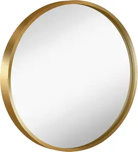 Runder gerahmter Wandbehang Spiegel Kosmetik spiegel Großer Kreis Metalls piegel für dekorative Wand kunst (Golden 24 Zoll Multi-Size