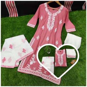 เรยอนคุณภาพมาตรฐานพร้อมลายปัก Lakhnavi จากผู้ผลิตอินเดีย - Product Image 4