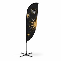 Ensemble de drapeaux en forme de goutte d'eau double face promotionnels pour le Black Friday, personnalisés, avec mât en fibre de verre, fabriqués en tissu tricoté 110g/m