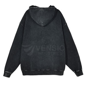 Sweats à capuche délavés à l'acide pour l'hiver, 100 % coton respirant, couleur unie, couleurs personnalisables, vêtements tendance - Product Image 2