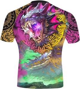 Rashguard No Gi BJJ MMA Grappling Jiu Jitsu en polyester et élasthanne imprimé par sublimation, demi-manches respirantes - Product Image 3