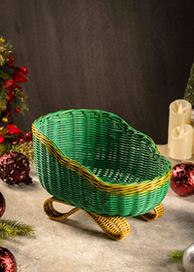 New Decoration Christmas Santa <b>Wicker</b> Sleigh Container Christmas Rattan <b>Hamper</b> Home Decor for Christmas Decoration - Product Image 3