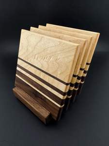 9. Posavasos de Madera Natural de Diseño Minimalista para Bebidas, Juego de Posavasos Hechos a Mano de Madera Maciza para Té y Café, Sostenibles para Mesa - Product Image 4
