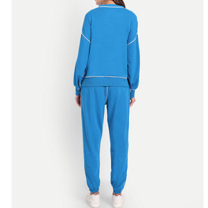 Chándales de mujer de color gris sólido de invierno hechos a medida, conjunto de dos piezas de algodón 100% de alta calidad para gimnasio, deportes, estilo informal con logotipo - Product Image 3