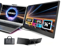 Moniteur portable triple 14'' Full HD IPS avec haut-parleurs intégrés et extension USB, compatible Mac, Windows, Chrome - Vente Flash