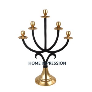 Bougeoir élégant en métal plaqué or à 4 bras pour table de mariage Chandelier décoratif Décoration intérieure en métal Bougeoir d'intérieur - Product Image 6