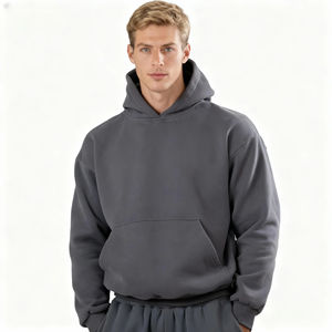 Sudaderas con Capucha de Corte Cuadrado 100% Algodón para Hombre, Sudaderas con Capucha Bordadas con Logotipo Personalizado de Alta Calidad, OEM - Product Image 2