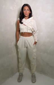 เสื้อฮู้ดสีเบจสำหรับผู้หญิงโอเวอร์ไซส์แบบมีซิปรูดรูดซิปมีฮู้ดต่อต้านรอยยับและระบายอากาศได้ดี - Product Image 5