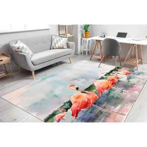 Alfombra con Pintura de Flamencos en Acuarela, Alfombra de Flamencos, Alfombra Abstracta de Flamencos, Alfombra de Animales, Alfombra de Terciopelo de Lujo - Product Image 3