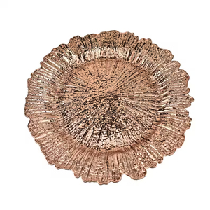 Metal Multi Color Charger Plate Admirable Design Round Stainless Steel With Floral Design <b>Border</b> <b>Display</b> Plate for Wedding - Product Image 4