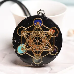 Turmalina negra Natural Metatron Chakra Orgone colgante joyería de moda hombres mujeres curación Reiki cristal artesanías comprar de la India