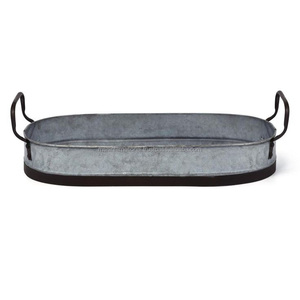 Ensemble de 2 plateaux de service ronds en aluminium galvanisé, écologiques, style bohème, vaisselle durable - Product Image 4