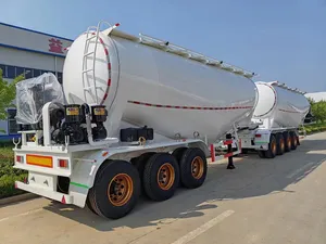 Factory New V-Type Bulk Cement Tank Truck Trailer 40 50 60 Tons Steel Dry Cement Bulker Silo Powder Tanker Semi Trailer