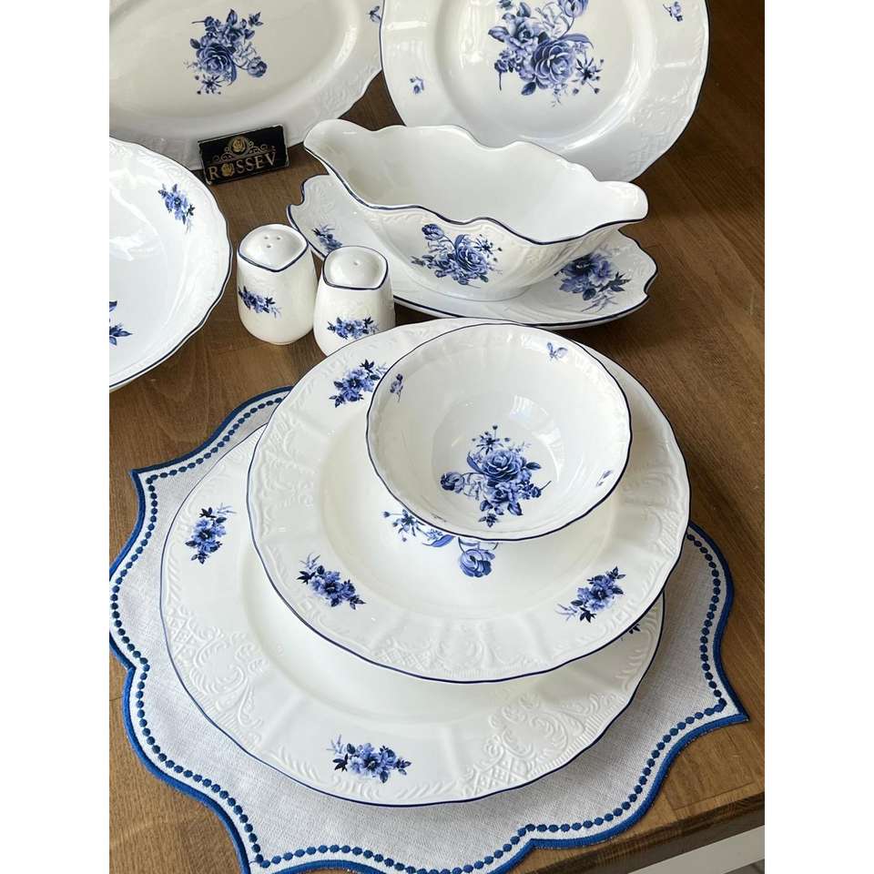 Dinner Set Blue Garden 62 Pieces for 12 People