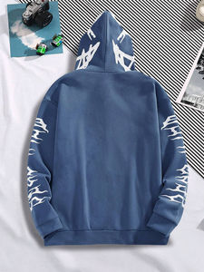 Sweat à capuche imprimé personnalisé pour hommes fermeture éclair complète respirant confortable coton polaire/polyester tissu hiver brodé dessin animé - Product Image 2