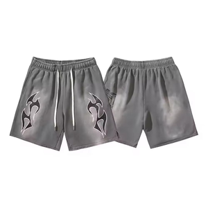 Vintage Distressed Acid Washed Cotton <b>Shorts</b> Custom Embroidered <b>Patch</b> Logo Casual High Street Summer Activewear - Product Image 3