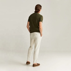 Pantalons pour homme en lin 100% de haute qualité, tendance et populaires, couleur beige, plissés, style harem - Product Image 3