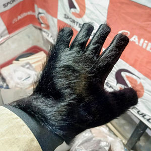 Mitaines de cyclisme pour femmes en cuir de vache noir personnalisé, longueur opéra, doublure thermique en fourrure de lapin et coton, pour le sport, les activités de plein air et les fêtes - Product Image 1