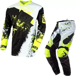 ชุดแข่งรถมอเตอร์ครอสแขนยาวสีส้มน้ำเงินสำหรับผู้ชาย พิมพ์ลายแบบ Sublimation แห้งเร็ว ป้องกันรังสียูวี ระบายอากาศได้ดี % ชุดสำหรับขี่มอเตอร์ไซค์ - Product Image 3