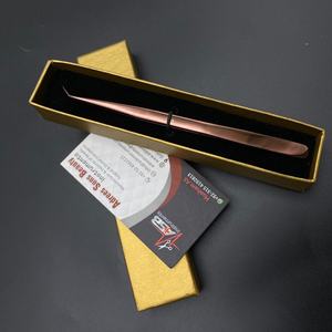 Pince à cils personnalisée pince à cils en or rose 45 degrés de long pince à épiler d'extension de cils d'isolation durable en acier inoxydable - Product Image 2