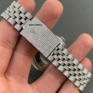 Montre de luxe antique en moissanite sertie de pierres, brillance VVS, bijoux hip-hop, acier inoxydable, cadran en verre, bracelet 20 mm, double mouvement, unisexe - Product Image 3