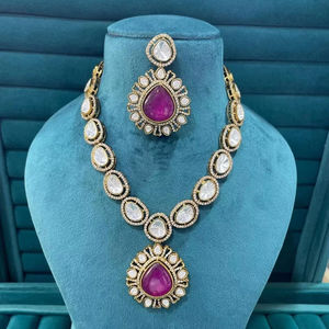 Royal <b>Blue</b> Velvet Choker Fashion Designer Choker Set Indian Fashion Jewelry for Women and Girls' Party Wear - Product Image 1