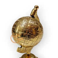 Globe du Monde Vintage en Laiton Massif Miniature Décor de Bureau Nautique Collection Gravé Détaillé Continents Océans Géographie Concentré