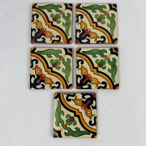 Carreaux de céramique mexicains faits à la main Art de mosaïque Talavera poli avec influence espagnole pour une utilisation dans la chambre ou le salon - Product Image 1