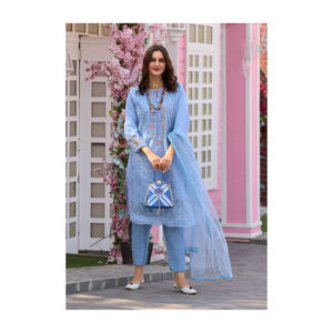 Nouveautés femmes indiennes pakistanaises Salwar Kameez Lawn Kurti Collection Modal Soie Lin Polyester Robe Produit de vente - Product Image 3