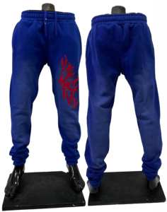 Pantalon bleu Royale Vintage personnalisé 100% coton soufre soleil fané pantalon broderie pantalon de survêtement Scrunch bas pantalon pour hommes - Product Image 1