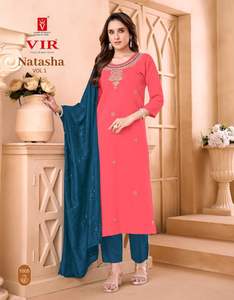 Maruti Fashion MF1549 Conjunto de Kurti y Pantalón de Tela Vertical de Diseño para Mujer con Dupatta, Estilo Tradicional, Casual, para Boda, Aspecto Elegante - Product Image 2