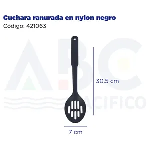 Cucchiaio forato in Nylon nero utensile resistente per versamenti e mescolamenti - Product Image 2