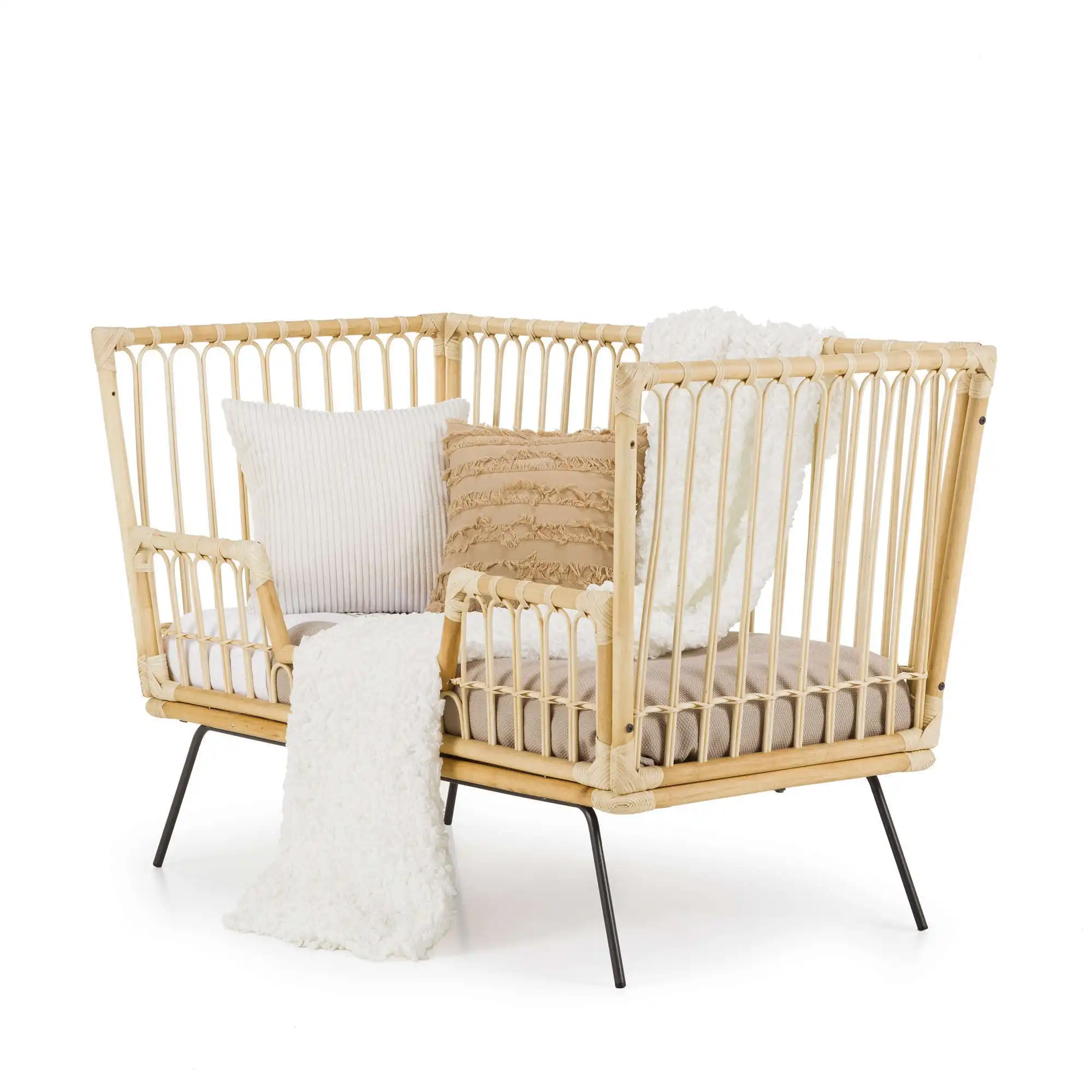 幼児と新生児のための最高品質の天然籐北欧ベッドサイドベビーベッド頑丈な共同寝ベビーベッド