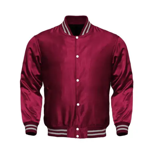 Logo personalizzato Varsity Silk Bomber giacche uomo Raglan letterman college university Baseball Satin Jacket