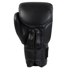 Guantes de boxeo profesionales con logotipo personalizado Cuero sintético negro con color de tiempo Origen de peso ODM - Product Image 4