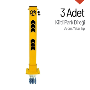 Poste de Estacionamiento de Acero Bloqueable de 75 cm, Barrera de Estacionamiento Plegable de 3 Piezas para Estacionamiento o Espacio de Estacionamiento - Product Image 1