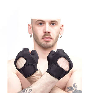 Guantes de gimnasio de cuero de medio dedo personalizados para ciclismo unisex, entrenamiento de levantamiento de pesas al aire libre, deportes de alta calidad - Product Image 3