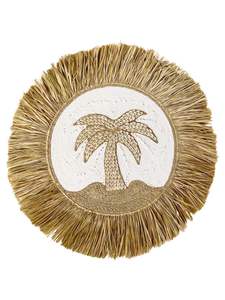 Grands sous-verres ronds en raphia faits à la main avec des fibres naturelles pour rehausser la cuisine ou la table à manger rustique, moderne et minimaliste - Product Image 5