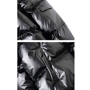 2025 New Arrival Men's Quilted Puffer Jacket Stand Collar Winter Windbreaker Thick Black Hood Bubble <b>Padding</b> Shiny Winter <b>Coat</b> - Product Image 3