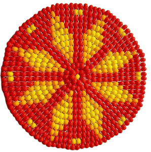 Posavasos de cuentas de semillas de lujo con patrones de bordado de forma redonda Posavasos de cuentas de inspiración vintage para clásicos de glowin fashion - Product Image 5