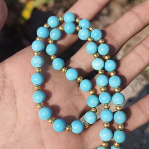 Turquoise Sterling Silver 8mm Smooth Beads Gemstone Blue Bead Jewelry December Birthstone Wedding <b>Gift</b> Statement <b>Necklace</b> for - Product Image 3