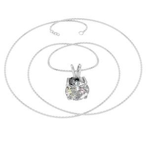 Moissanite Diamond <b>14K</b> Solid <b>Gold</b> Rhodium Plated Link <b>Chain</b> Solitaire Single Pendant IGI Certified OEM ODM - Product Image 5