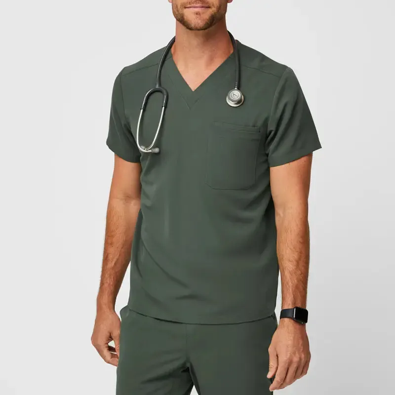 Venta caliente enfermera Hospital uniforme diseños Medico Spandex estiramiento Scrub Set barato al por mayor enfermería uniforme médico Scrubs para hombres