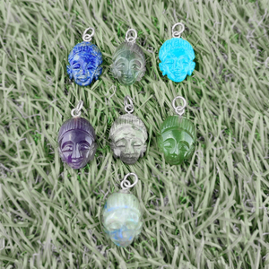 Bouddha Visage Charme 925 Argent Fluorite Gemstone Pendentif Fabrication de Bijoux Collier - Product Image 3