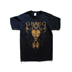 Camiseta negra con cuello redondo transpirable, Material de algodón 100% prémium, Logo personalizado, Color dorado, manga corta, impresión de pantalla - Product Image 6