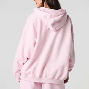 Haute qualité personnalisé femmes sweat à capuche zippé joggers fermeture éclair complète survêtement coton polaire 2-Pc salon ensembles imprimé course costume - Product Image 4